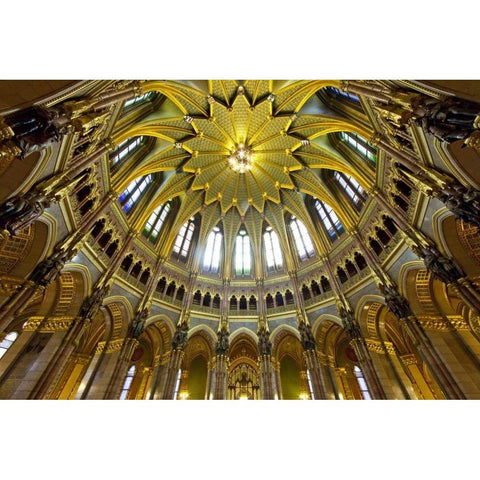Hungary, Budapest Parliament Building interior Black Modern Wood Framed Art Print by Zuckerman, Jim