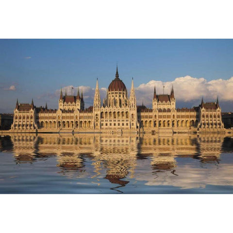 Hungary, Budapest Parliament Building Black Modern Wood Framed Art Print with Double Matting by Zuckerman, Jim