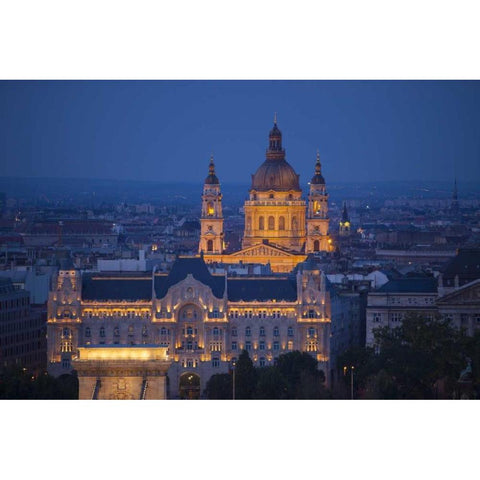 Hungary, Budapest St Stephens Cathedral Gold Ornate Wood Framed Art Print with Double Matting by Zuckerman, Jim