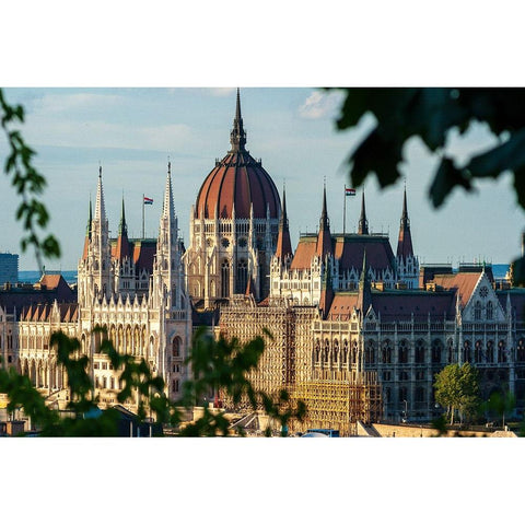 Hungarys Parliament-built between 1884-1902 is the countrys largest building-It has 691 rooms and s Black Modern Wood Framed Art Print by Haseltine, Tom