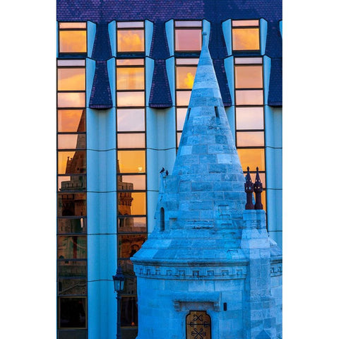 Fishermans Bastion next to Matyas Church-Castle Hill-Buda side of Central Budapest-Capital of Hunga Black Modern Wood Framed Art Print with Double Matting by Haseltine, Tom