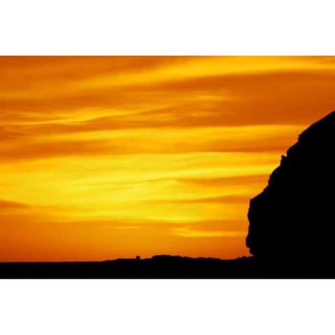 Iceland Silhouette of cliffs at sunset Black Modern Wood Framed Art Print by Morris, Arthur