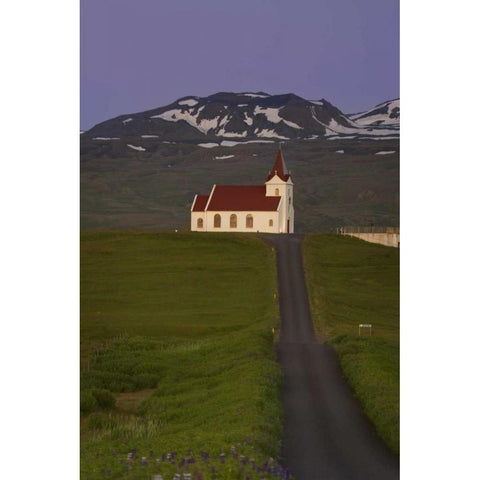 Iceland, Snaefellsnes, Hellisandur Church Gold Ornate Wood Framed Art Print with Double Matting by Grall, Don