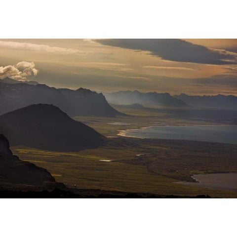 Iceland, Snaefellsnes Sunset bathes the coast Black Modern Wood Framed Art Print by Grall, Don