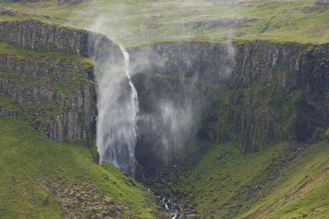 Iceland, Snaefellsnes Grundarfoss Falls Black Ornate Wood Framed Art Print with Double Matting by Grall, Don