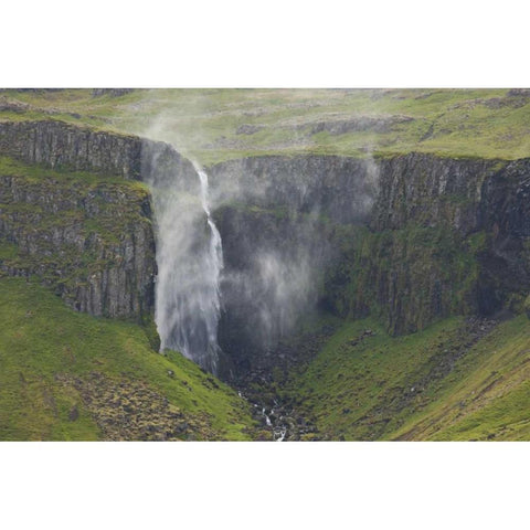 Iceland, Snaefellsnes Grundarfoss Falls Black Modern Wood Framed Art Print by Grall, Don