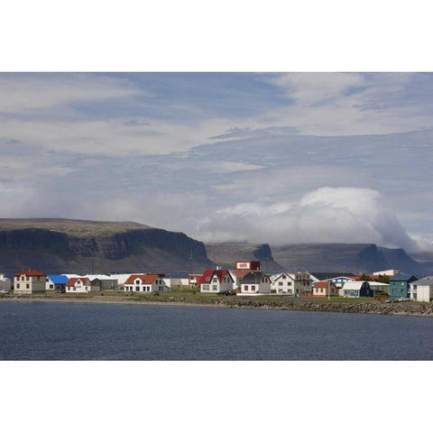 Iceland, Patreksfjordur Small town Gold Ornate Wood Framed Art Print with Double Matting by Grall, Don