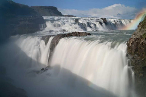 Iceland The Hvita River and Gullfoss waterfall White Modern Wood Framed Art Print with Double Matting by Grall, Don