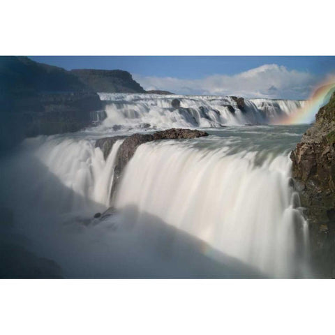 Iceland The Hvita River and Gullfoss waterfall Black Modern Wood Framed Art Print with Double Matting by Grall, Don