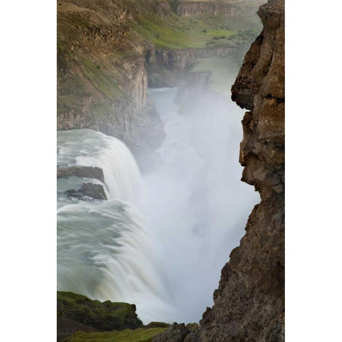 Iceland The Hvita River and Gullfoss waterfall Black Modern Wood Framed Art Print with Double Matting by Grall, Don