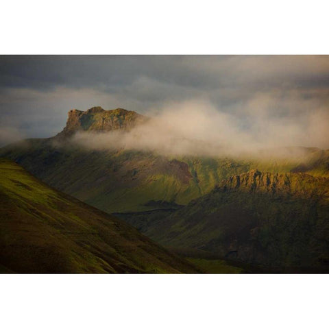 Iceland Low cloudsover mountain ridges at sunset Gold Ornate Wood Framed Art Print with Double Matting by Grall, Don