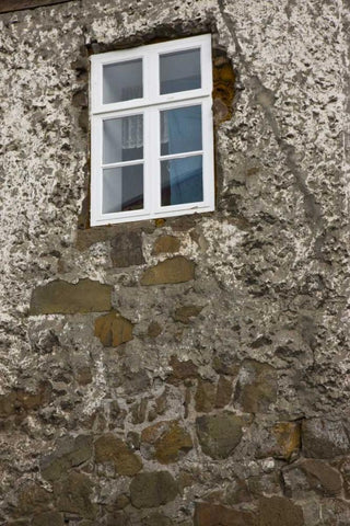 Iceland, Akureyri Window of an old stone house Black Ornate Wood Framed Art Print with Double Matting by Grall, Don