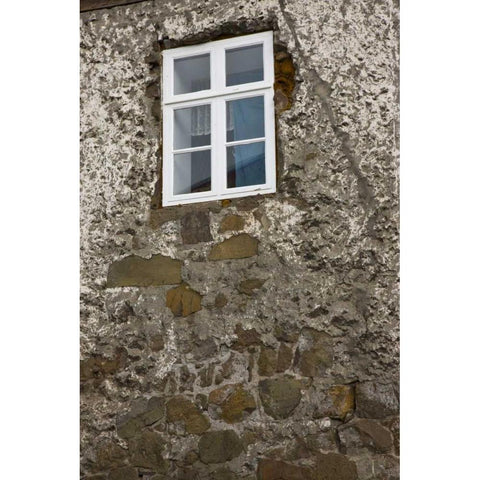 Iceland, Akureyri Window of an old stone house Black Modern Wood Framed Art Print by Grall, Don
