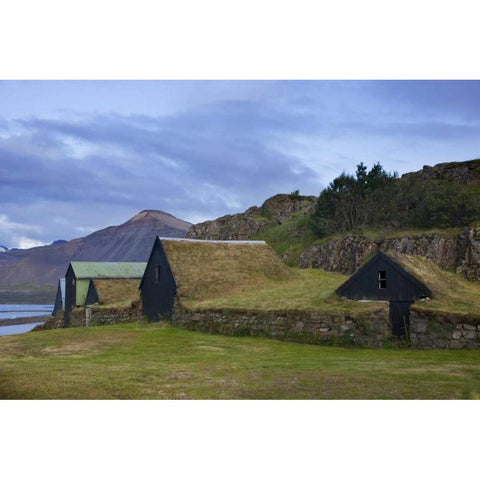 Iceland, Borgarnes Sod-roofed sheds Gold Ornate Wood Framed Art Print with Double Matting by Grall, Don