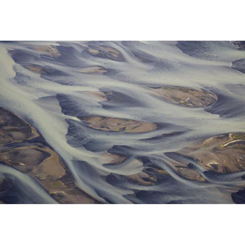 Iceland, Reykjavik Aerial of Holsa River delta Black Modern Wood Framed Art Print with Double Matting by Anon, Josh