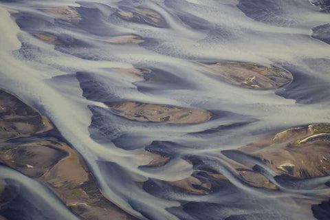 Iceland, Reykjavik Aerial of Holsa River delta Black Ornate Wood Framed Art Print with Double Matting by Anon, Josh