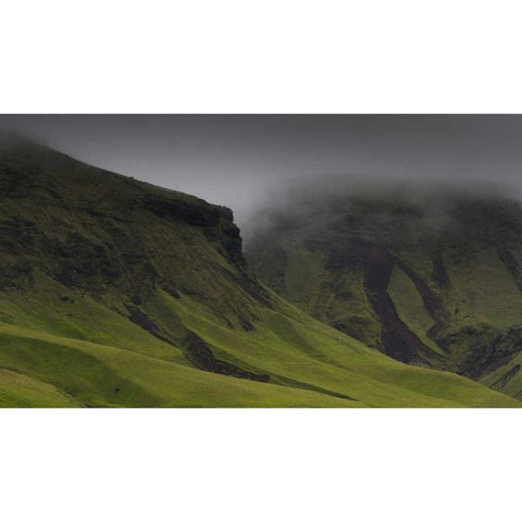 Iceland Misty mountainside landscape Black Modern Wood Framed Art Print by Young, Bill