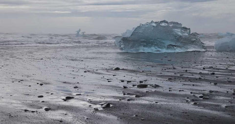 Iceland Iceberg pieces from Jokulsarlon Lagoon White Modern Wood Framed Art Print with Double Matting by Young, Bill