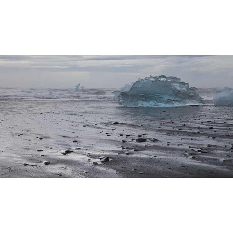 Iceland Iceberg pieces from Jokulsarlon Lagoon Black Modern Wood Framed Art Print with Double Matting by Young, Bill