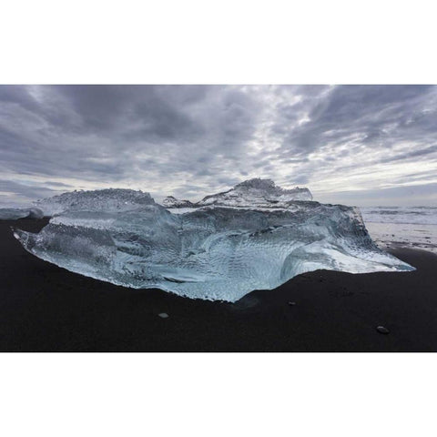 Iceland Iceberg piece from Jokulsarlon Lagoon Black Modern Wood Framed Art Print by Young, Bill