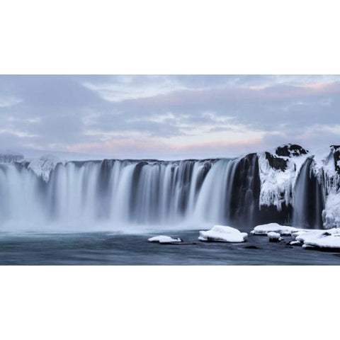 Iceland, Godafoss View of waterfall Black Modern Wood Framed Art Print by Young, Bill