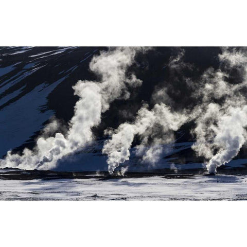 Iceland, Hverir Geothermal steam vents Black Modern Wood Framed Art Print by Young, Bill