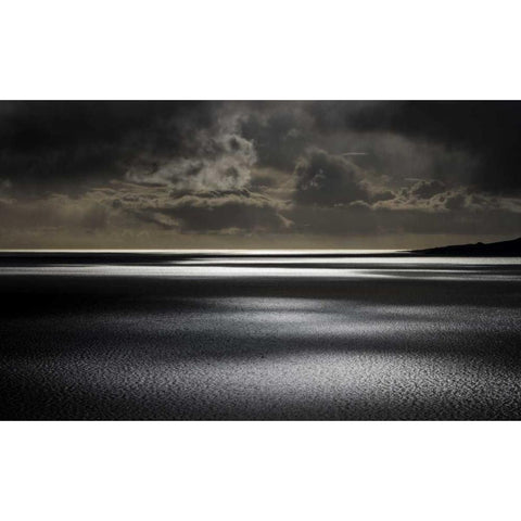 Iceland, Hvalfjordur Sunlight on ocean White Modern Wood Framed Art Print by Young, Bill