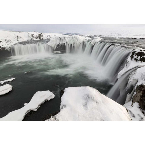 Iceland, Godafoss Landscape of waterfalls Gold Ornate Wood Framed Art Print with Double Matting by Young, Bill
