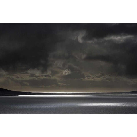 Iceland, Hvalfjordur Sunlight on ocean Black Modern Wood Framed Art Print by Young, Bill