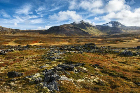 Iceland, Snaefellsnes Peninsula Autumn landscape Black Ornate Wood Framed Art Print with Double Matting by Kirkland, Dennis