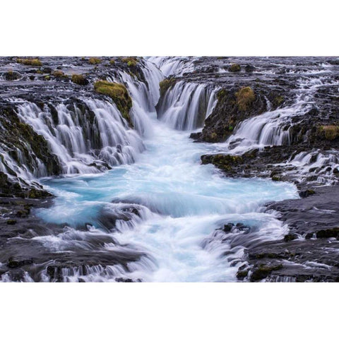 Iceland, Bruarfoss Waterfalls flow into river Gold Ornate Wood Framed Art Print with Double Matting by Kirkland, Dennis