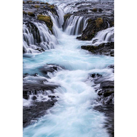 Iceland, Bruarfoss Waterfalls flow into river Black Modern Wood Framed Art Print by Kirkland, Dennis