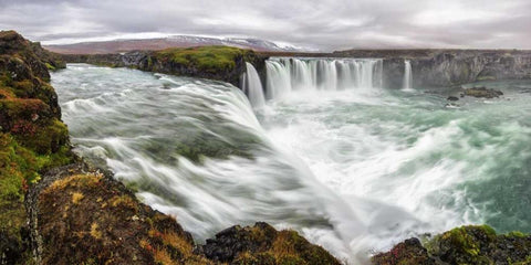 Iceland, Godafoss Scenic of waterfall Black Ornate Wood Framed Art Print with Double Matting by Kirkland, Dennis