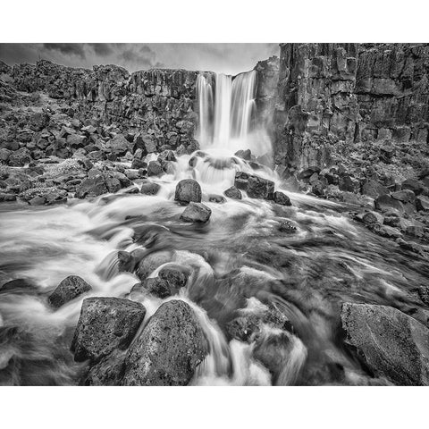 Oxarafoss-Iceland Gold Ornate Wood Framed Art Print with Double Matting by Ford, John