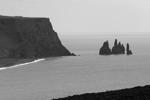 Rocks in the ocean-Dyrholaey-Vik-Iceland Black Ornate Wood Framed Art Print with Double Matting by Su, Keren