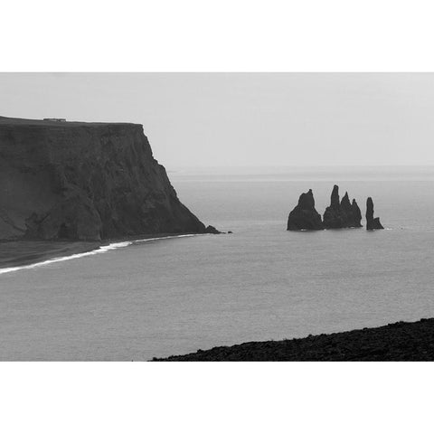 Rocks in the ocean-Dyrholaey-Vik-Iceland White Modern Wood Framed Art Print by Su, Keren