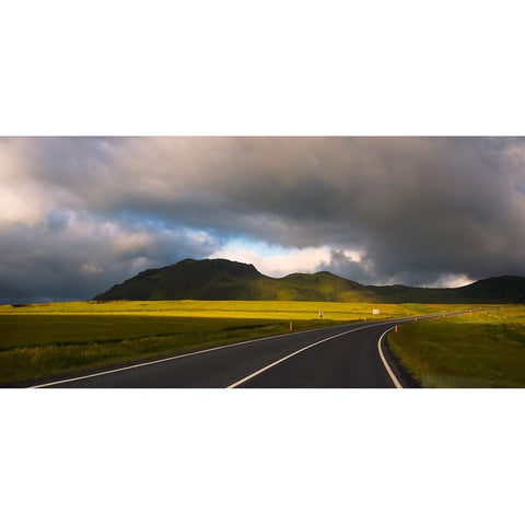 Winding road-Vik-Iceland Black Modern Wood Framed Art Print with Double Matting by Su, Keren