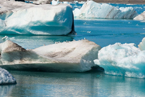 Icebergs in Jokulsarlon Glacial Lagoon-Iceland White Modern Wood Framed Art Print with Double Matting by Su, Keren