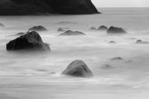 Basalt sea stacks in the ocean-Vik-Iceland White Modern Wood Framed Art Print with Double Matting by Su, Keren