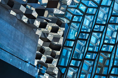 Inside Harpa Concert Hall and Conference Center inspired by the basalt landscape of Iceland-Reykjav Black Ornate Wood Framed Art Print with Double Matting by Su, Keren