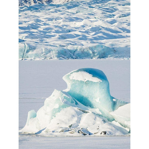 Glacier Fjallsjoekull and frozen glacial lake Fjallsarlon in Vatnajokull National Park Black Modern Wood Framed Art Print by Zwick, Martin