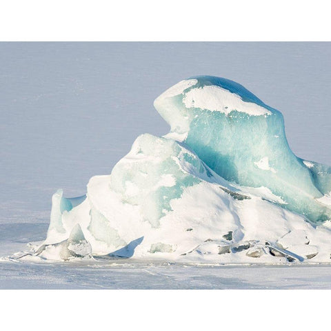 Glacier Fjallsjoekull and frozen glacial lake Fjallsarlon in Vatnajokull National Park Black Modern Wood Framed Art Print by Zwick, Martin