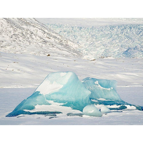 Frozen glacial lake Fjallsarlon in Vatnajokull National Park view towards glacier Breidamerkurjokull Black Modern Wood Framed Art Print with Double Matting by Zwick, Martin
