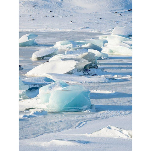 Frozen glacial lake Fjallsarlon in Vatnajokull National Park during winter Iceland Black Modern Wood Framed Art Print by Zwick, Martin