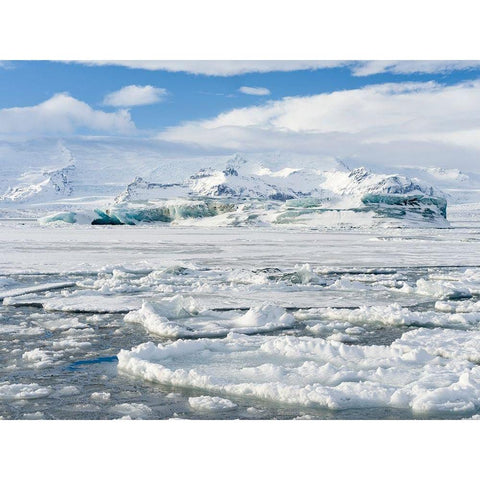 Glacial lagoon Jokulsarlon at Breidamerkurjokullin National Park Vatnajokull during winter White Modern Wood Framed Art Print by Zwick, Martin