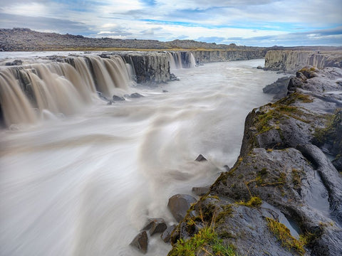 Waterfall Selfoss in the Vatnajokull National Park-Jokulsargljufur- Iceland Black Modern Wood Framed Art Print by Zwick, Martin