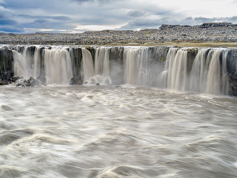 Waterfall Selfoss in the Vatnajokull National Park-Jokulsargljufur- Iceland Black Modern Wood Framed Art Print by Zwick, Martin