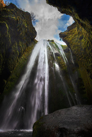 Waterfall on the southern coast of Iceland White Modern Wood Framed Art Print with Double Matting by Steve Mohlenkamp