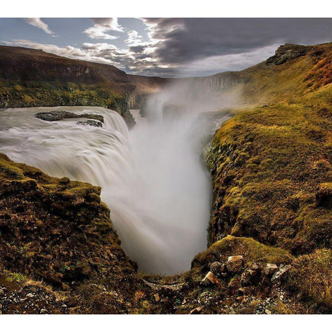 Gullfoss waterfall on the southern coast of Iceland Black Modern Wood Framed Art Print with Double Matting by Steve Mohlenkamp