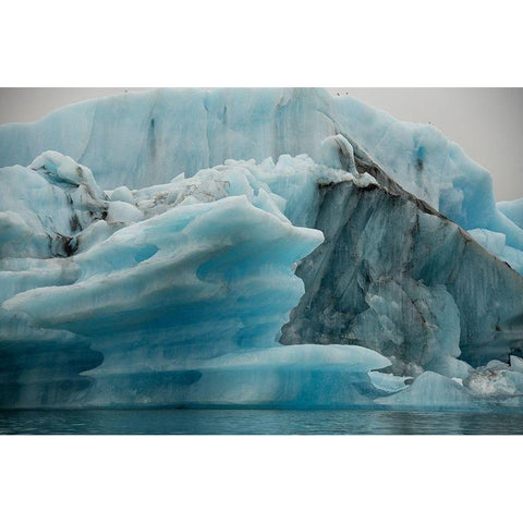 Icebergs from the Jokulsarlon glacier drift in Jokulsarlon lagoon in Iceland Gold Ornate Wood Framed Art Print with Double Matting by Steve Mohlenkamp